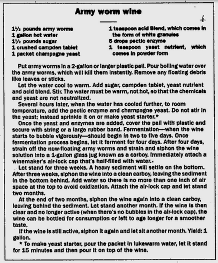 Army Worm Wine Recipe